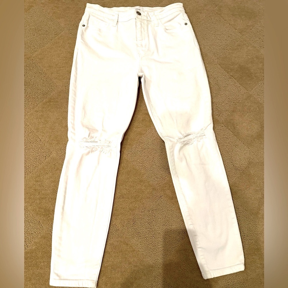 CURRENT ELLIOT  white denim straight leg jeans